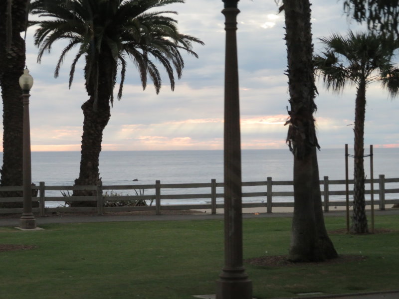 Sun setting at Santa Monica Beach